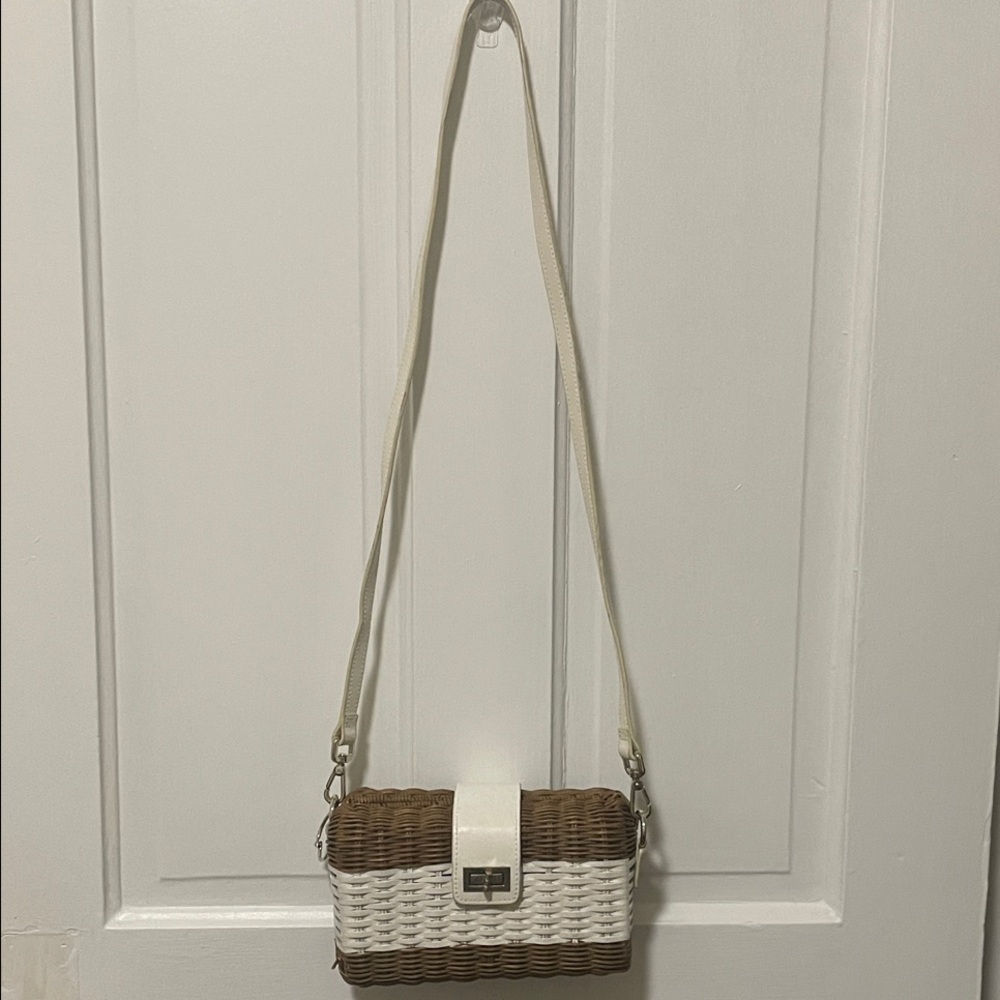 Talbots Brown and White Woven Crossbody Bag